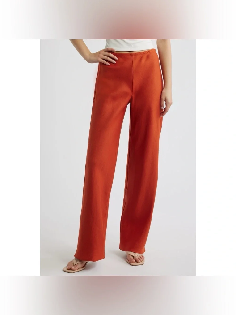 NWT Reformation Gale Linen Mid-Rise Pants Chili Orange Small